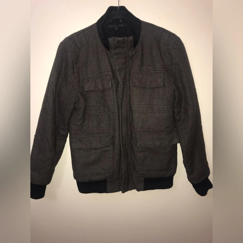 URBAN outfitters standard cloth mens wool blend plaid bomber jacket size S